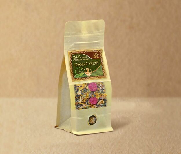 Зеленый чай ароматизированный Южный Китай, 50 гр. в крафтовом пакете
